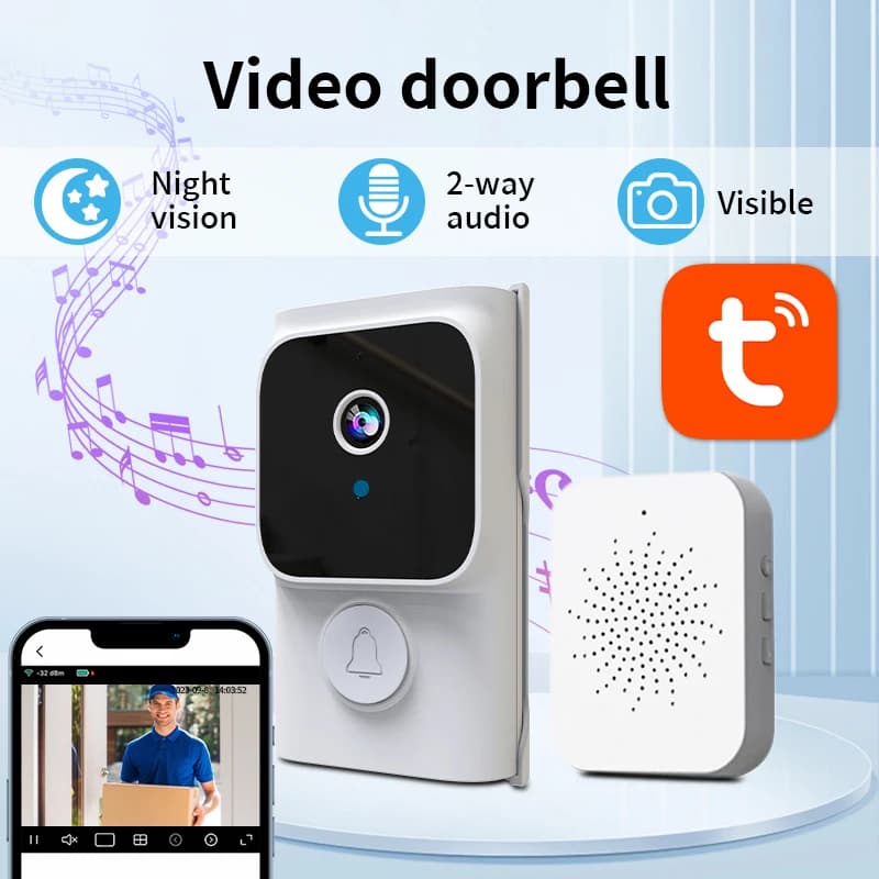 Tuya Popolare campanello senza fili Telecamera 1080 Audio bidirezionale ad alta definizione WiFi Video Campanello citofono intelligente