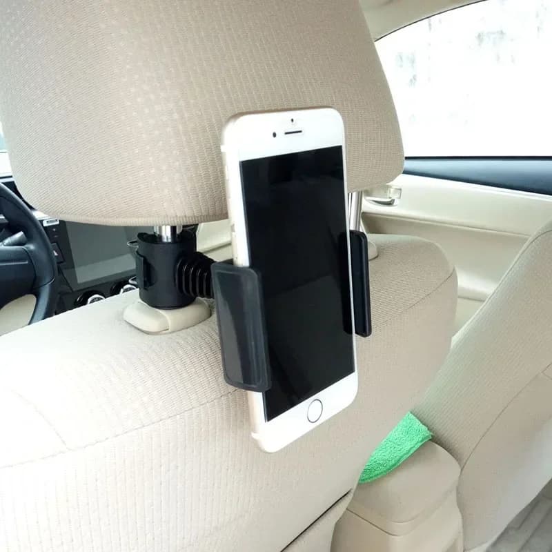 Cell Phone Holder for Microphone Stand 360° Swivel Adjustable Smartphone Clamp Mount in Car Back Seat Headrest Support Bracket