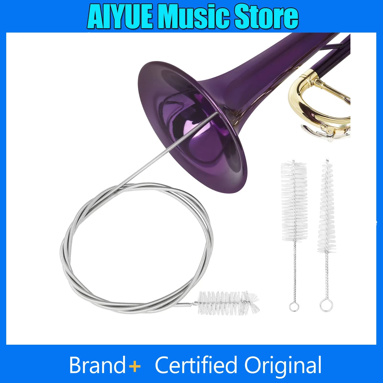 Set di spazzole per la pulizia degli strumenti in ottone Spazzola per tromba Spazzola per la bocca Kit di gadget per la rimozione della polvere Parti di strumenti a fiato per musica in nylon