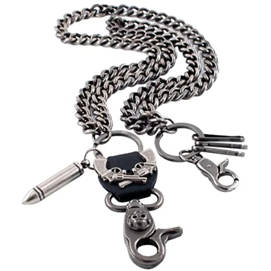 Long Wallet Chain Biker Punk Key Chains Hip Hop Skull Pant Chain Heavy Waist Chain Suitable for Men's Jean Belt Loop Purse and