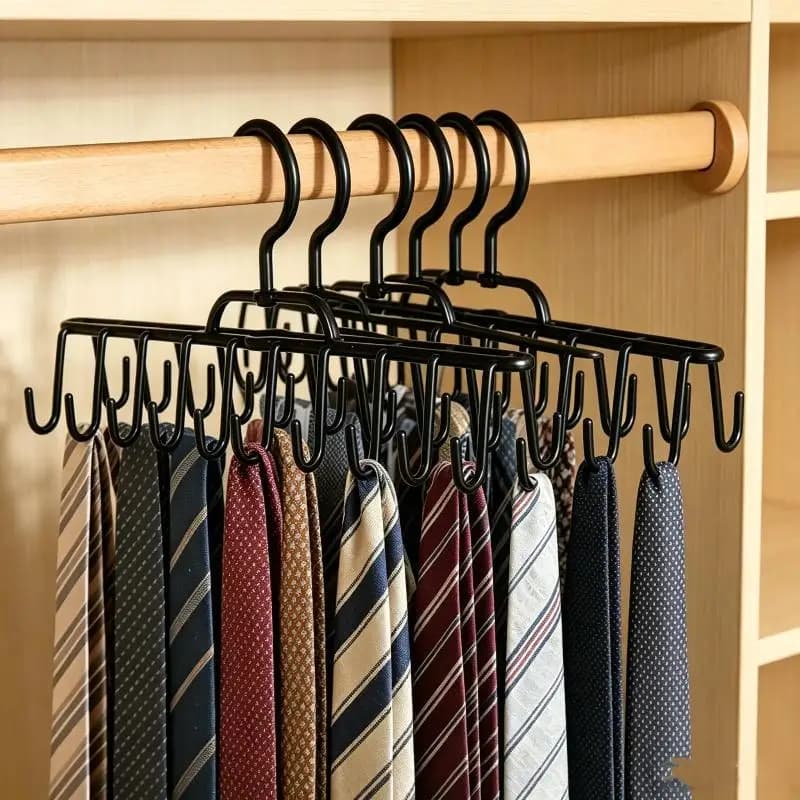 ✔Multi Hook Hanging Clothes Organizer Foldable Closet Hanger For Belts Ties And Scarves Storage