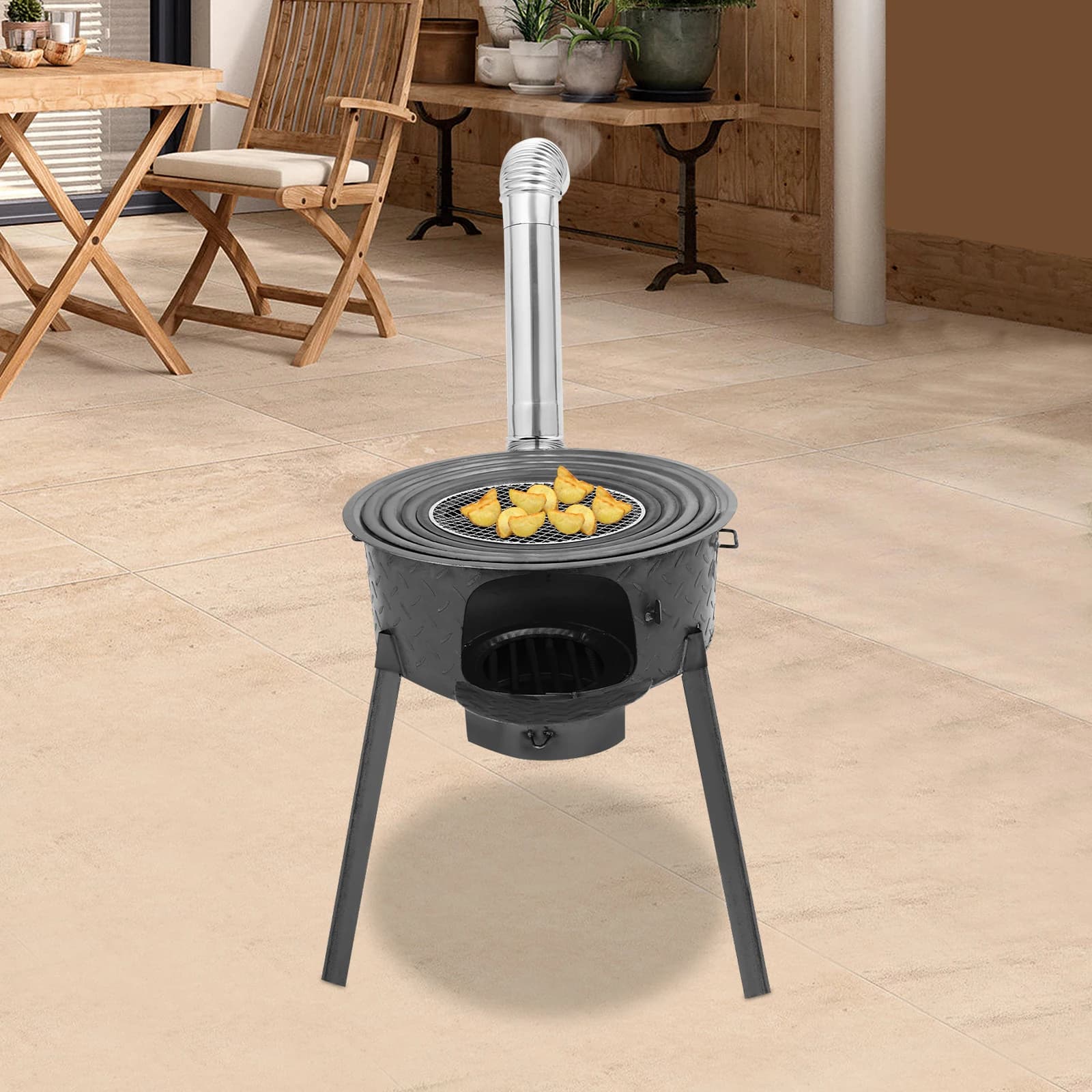 Stufa a carbone portatile, stufa a legna multifunzione, stufa da campeggio per cucinare all'aperto/cortile 20,5 pollici