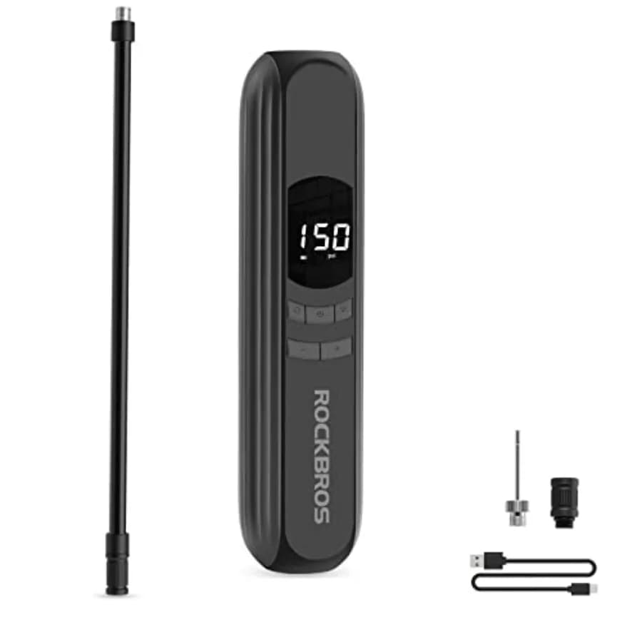 Pompa elettrica per bici, compressore d'aria portatile da 150 Psi, pompa ad aria ricaricabile da 2600 mAh con manometro digitale Au