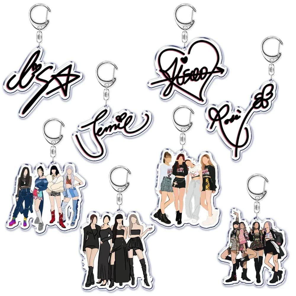 Popular Korean Fashion Kpop Girls Band Keychain for Women Man Bag Accessories Bag Key Chain Ring Keychains Jewelry Fans Gift