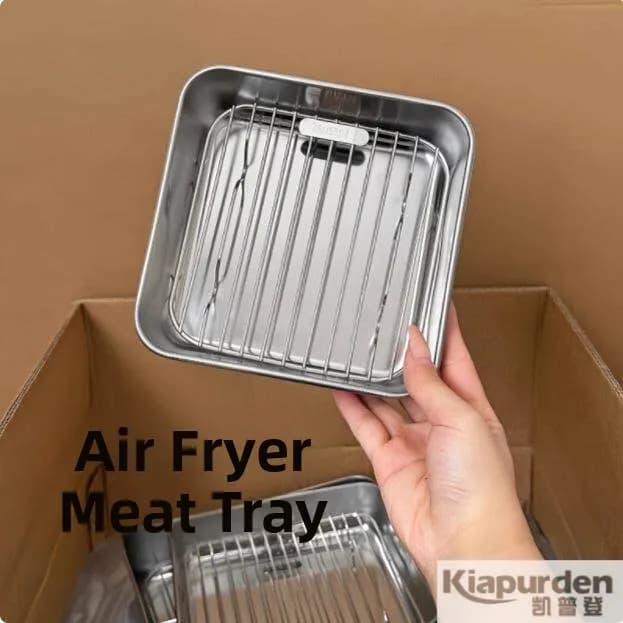 Home Use Square Stainless Steel Air Fryer Grill Pan Oil Separator Baking Tray Kitchen Barbecue Cooking Utensils