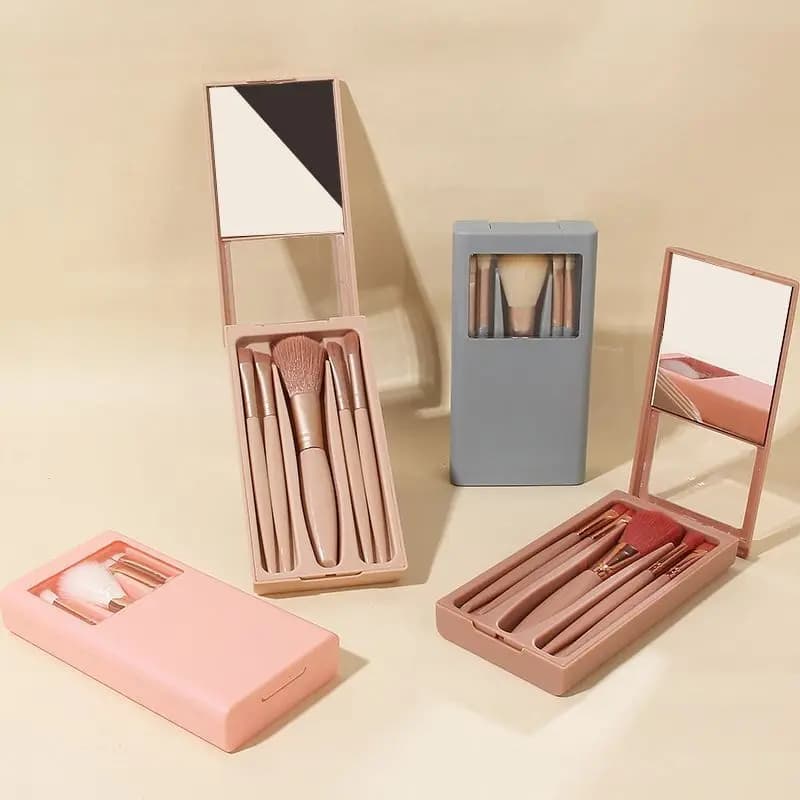 Set Make-up with Mirror, Window Opening, Travel Laptop Powder, Umbrella Brush
