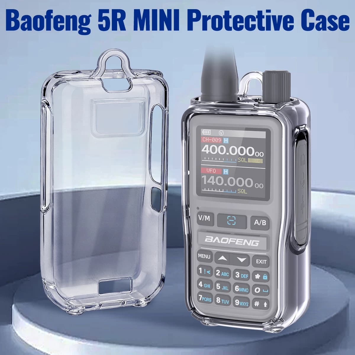 ABBREE Custodia Protettiva Trasparente per Walkie Talkie in Materiale TPU, Protezione Antiurto e Antipolvere, Solo per Radio UV-5R Mini