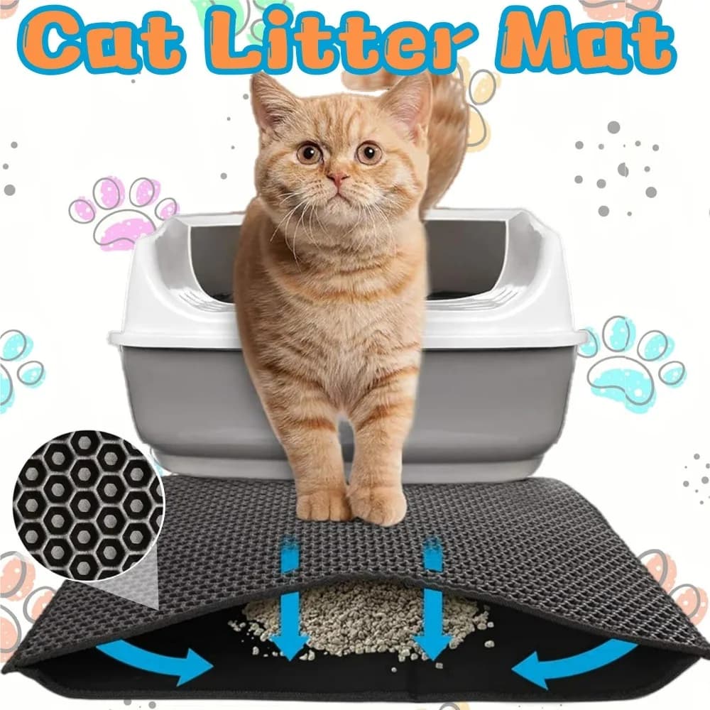 Tappetino per lettiera per gatti per animali domestici Collettore per lettiera per gatti pieghevole a doppio strato impermeabile Lettiera per animali domestici Tampone per pulizia a prova di spruzzi Fornitori per gatti
