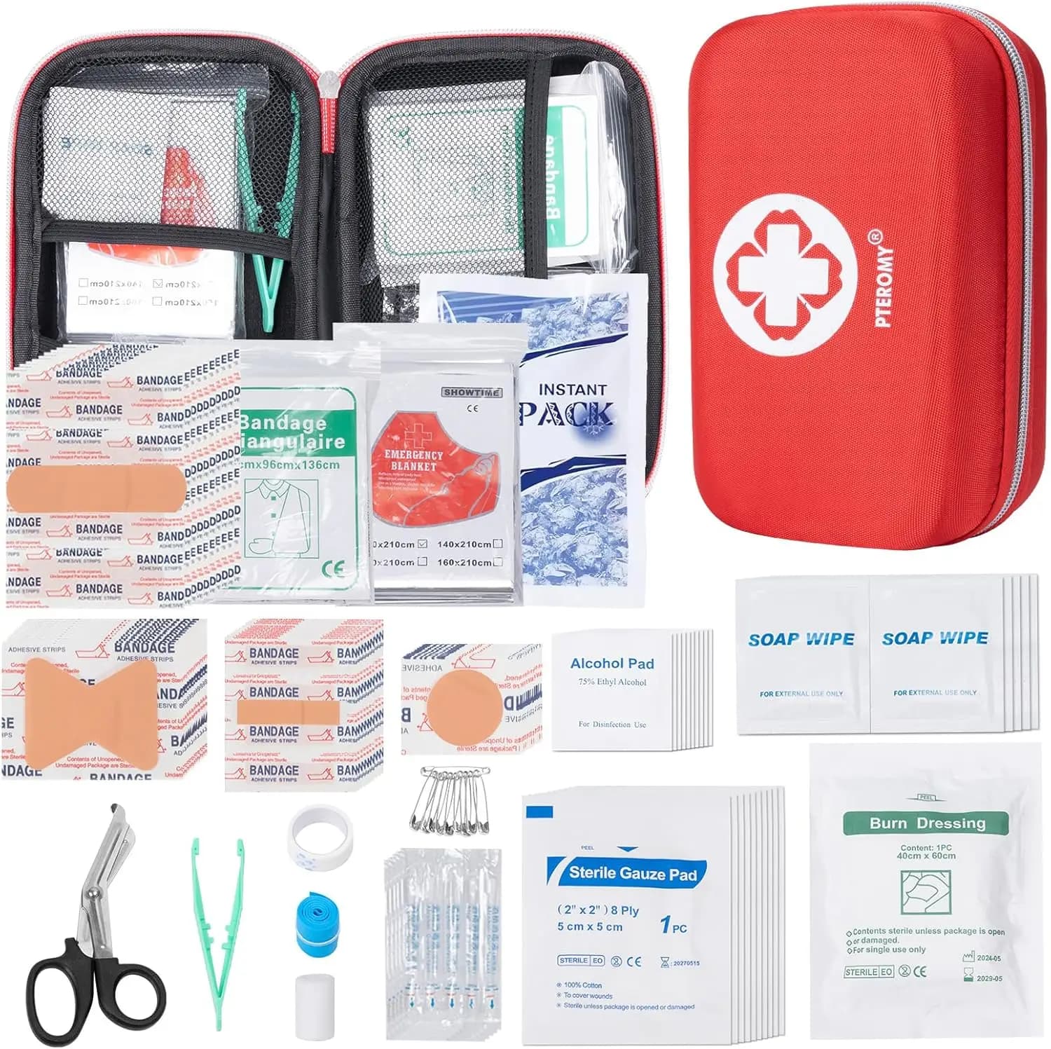 Kit di Pronto Soccorso da 300 Pezzi, Kit di Emergenza Portatile Compatto con Valigetta Rigida per Auto, Viaggi, Casa, Campeggio, Escursionismo