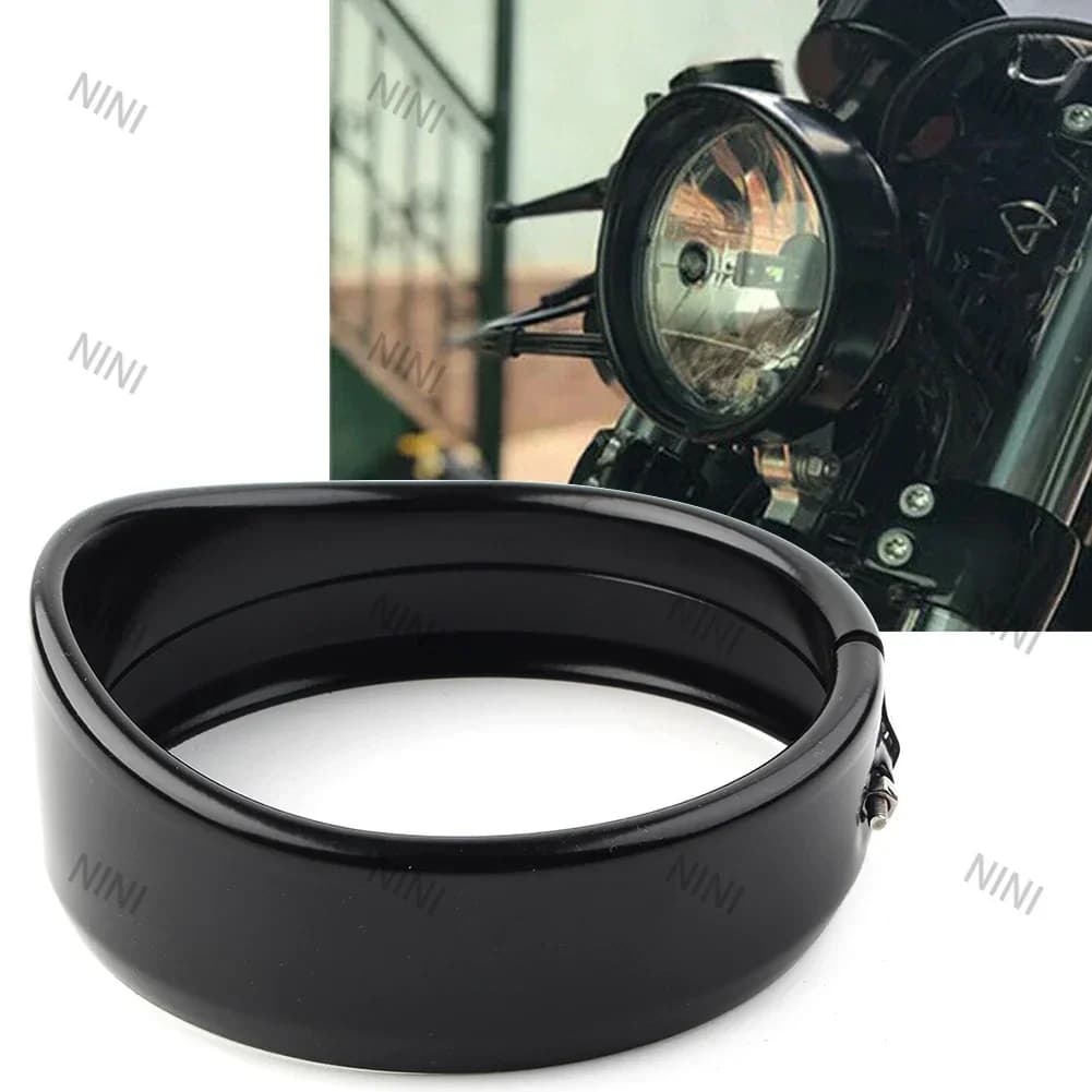5.75" Motorcycle For Harley Dyna Street Bob FXDB FXLR FXSE 1994-2020 XL883R XL1200N Silver Headlight Decorate Trim Ring Visor