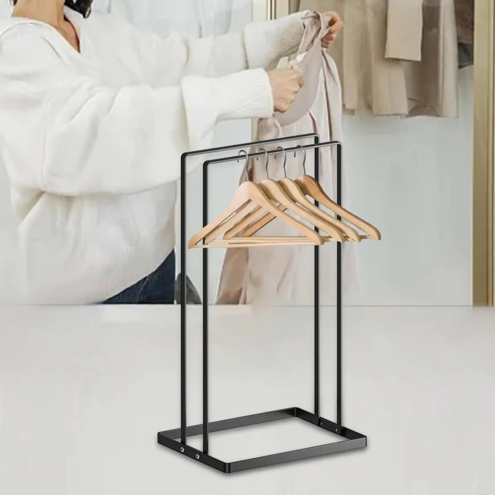 Space-Saving Garment Holder with Towel Rack - Ideal for Bathroom And Laundry Organization