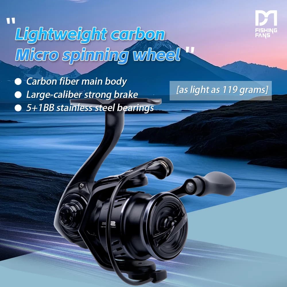 FISHINGFANS 800S 1000S 1500S 2000S 2500S 5+1BB Carbon Frame Light Weight 4kg Drag Spinning Wheel Fishing Reel