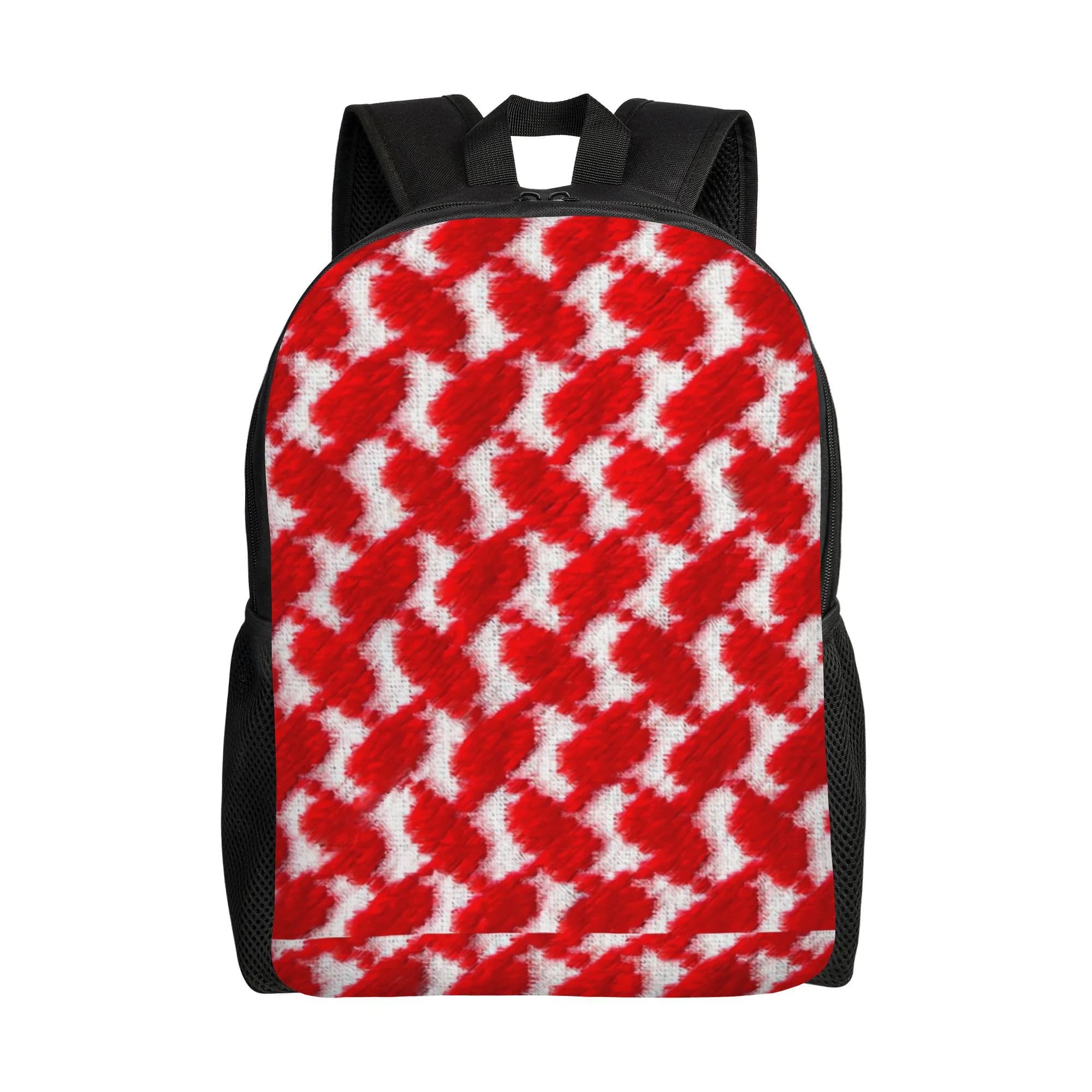 A casual backpack with design Getura red and white, perfect for everyday use and versatile to match any outfit and mood.
