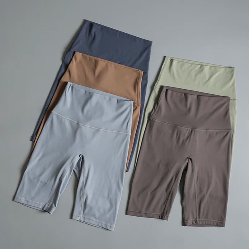 High Waist Five-Quarter Length Yoga Pants Women's Thin Breathable Quick Dry Tight Fit Sports Shorts Cycling Shorts
