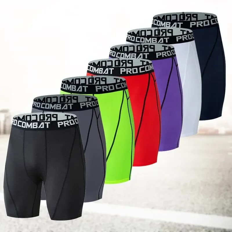 Pantaloncini da bodybuilding da uomo Leggings a compressione fitness Allenamento con cucitura interna Collant skinny elastici per muscoli maschili