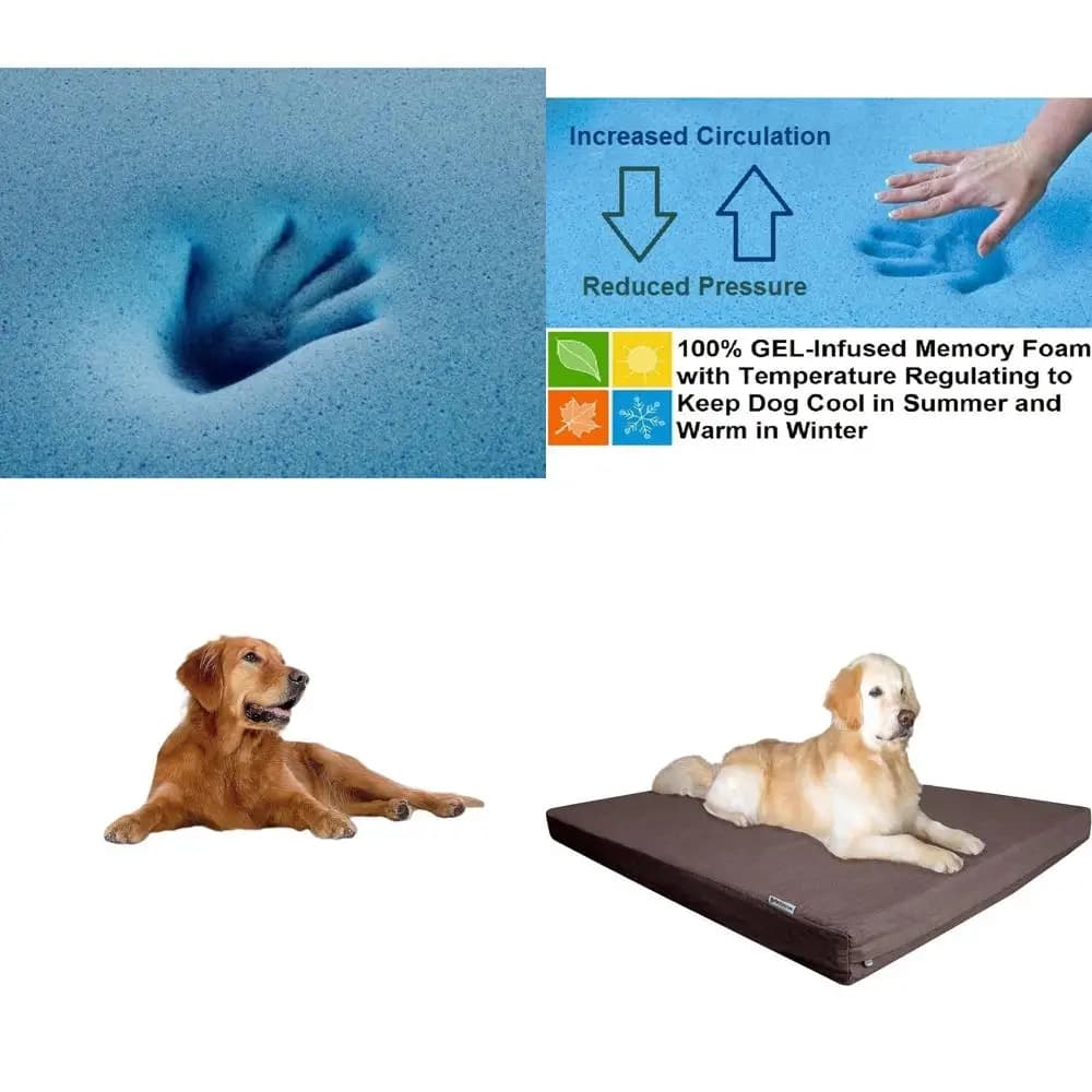 Cuccia Ortopedica Jumbo in Memory Foam per Cani con Interno Impermeabile, Rivestimento in Denim Rimovibile e Lavabile e Copertura Extra, Adatta per Gabbie 48x30