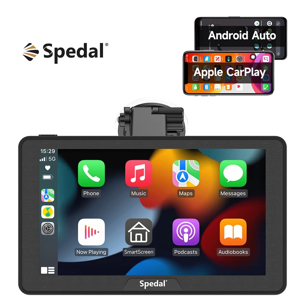 Stereo per auto portatile touchscreen IPS da 7" con carplay wireless e schermo CarPlay Android Auto per auto, ritratto e paesaggio