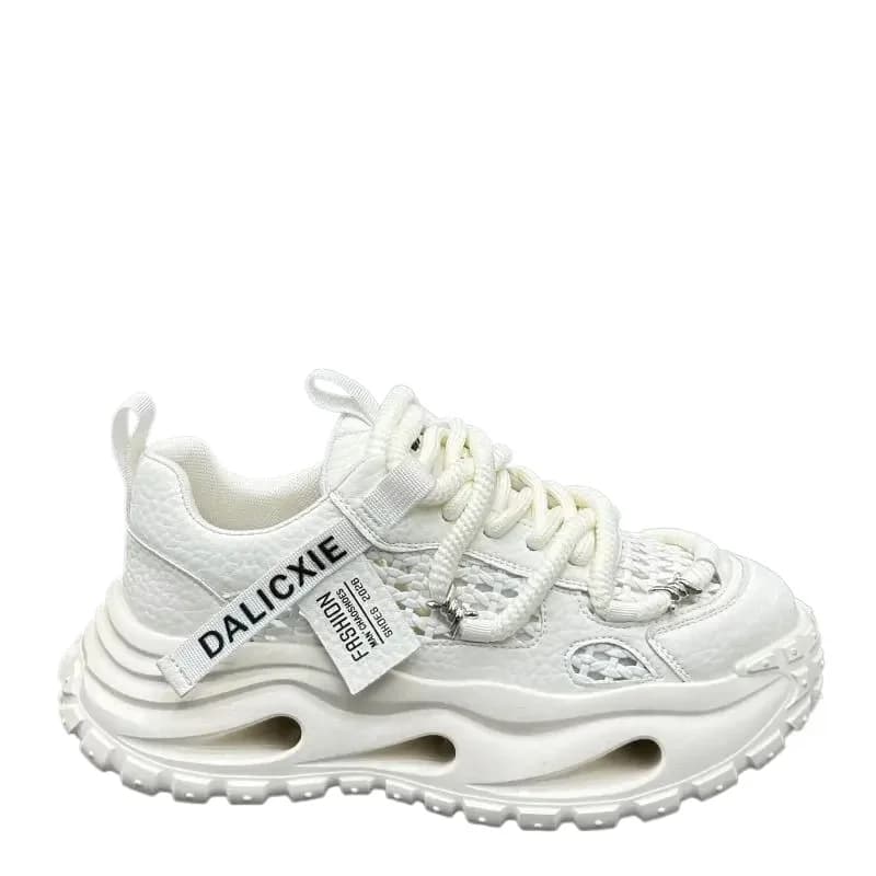 2026 New men's White Mesh Chunky Sneakers Height Increase Thick Sole Casual Sports Running Platform Dad Shoes
