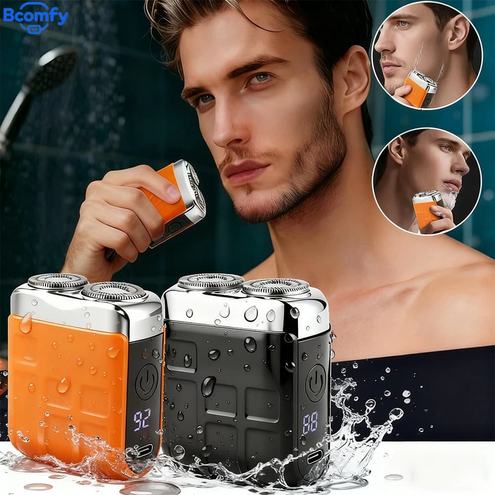 Men's Mini Electric Shaver Double Head Shaving Razor Waterproof Rechargeable Travel Shaving Trimmer Portable