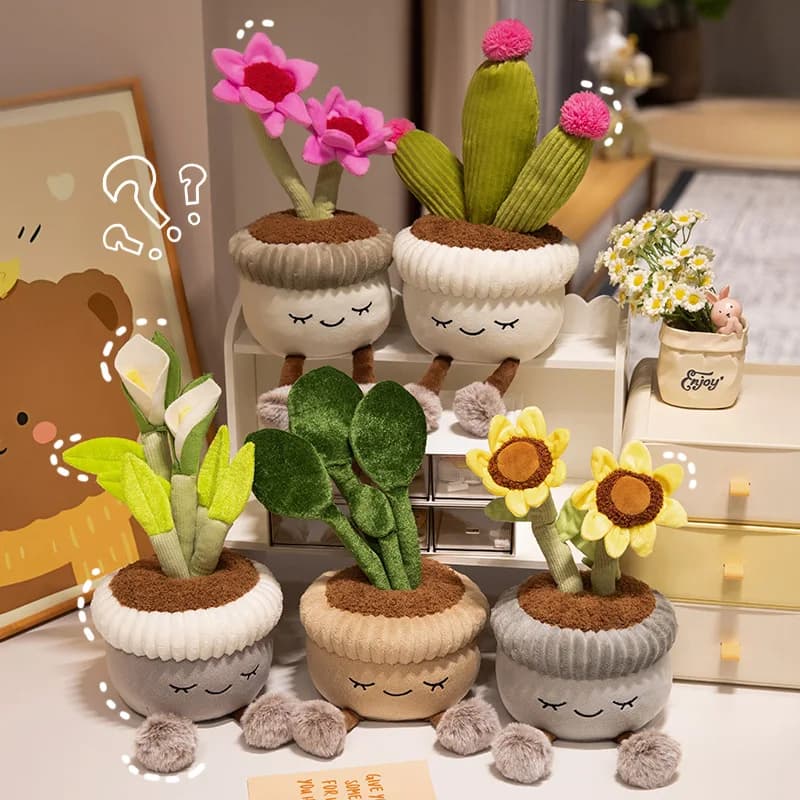 30 cm fiore artificiale peluche carino piante verdi fioritura cactus girasole rosa bambole morbide decorazione della casa kawaii regalo di natale