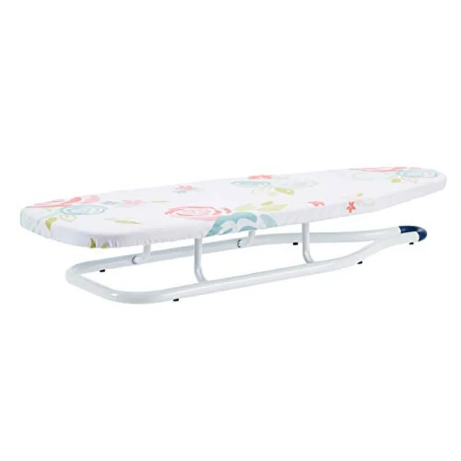 Foldable Space Saving Ironing Board Tabletop with Non-Slip Feet, 77x29 cm, White, Floral