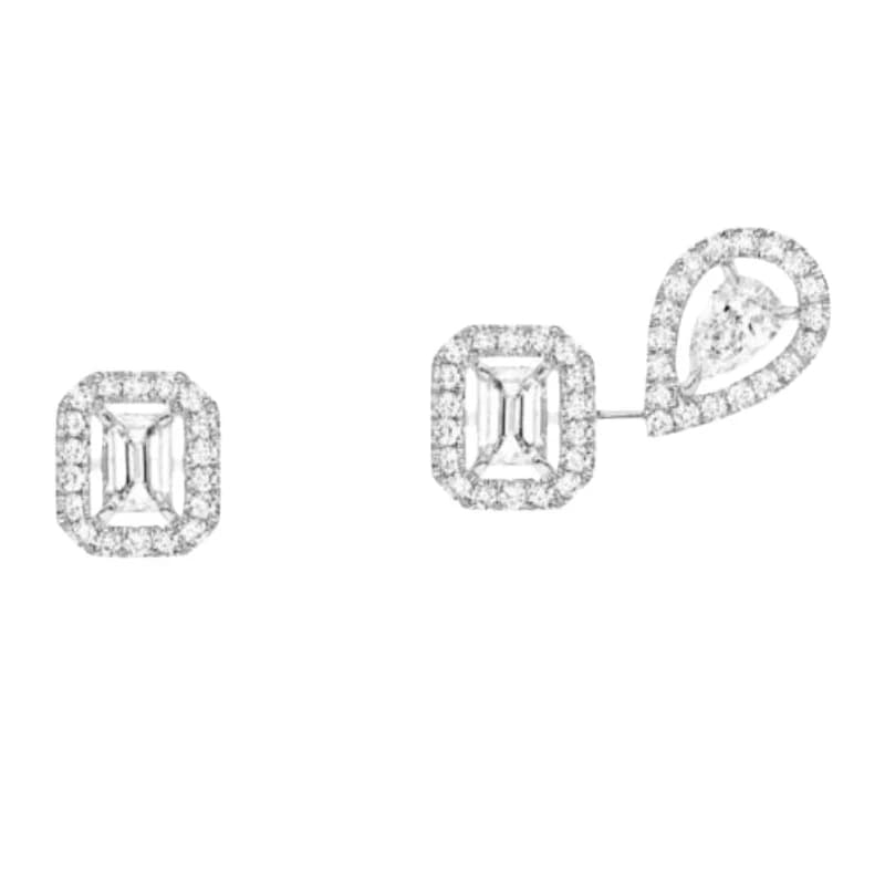 Orecchini Convertibili Placcati in Oro Rosa con Design Halo, Smeraldo e Zirconi Cubici Taglio a Pera
