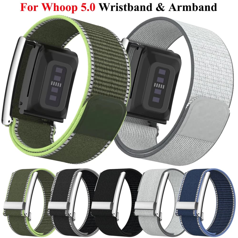 Nylon Armband & Wristband for Whoop 5.0 Adjustable Wacth Band Biceps Strap Leather Metal Frame for Whoop 5.0 Accessories Correa