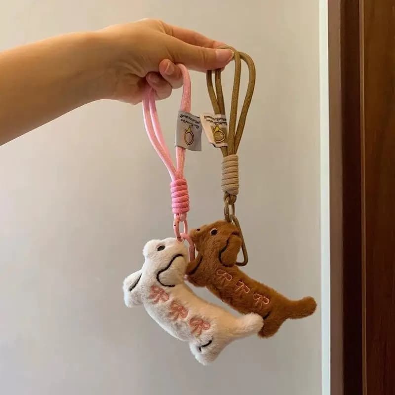 Animale del fumetto Cane Bassotto Portachiavi in peluche Cucciolo di peluche Portachiavi Portachiavi carino Borsa con ciondolo Decorazione da appendere Regalo