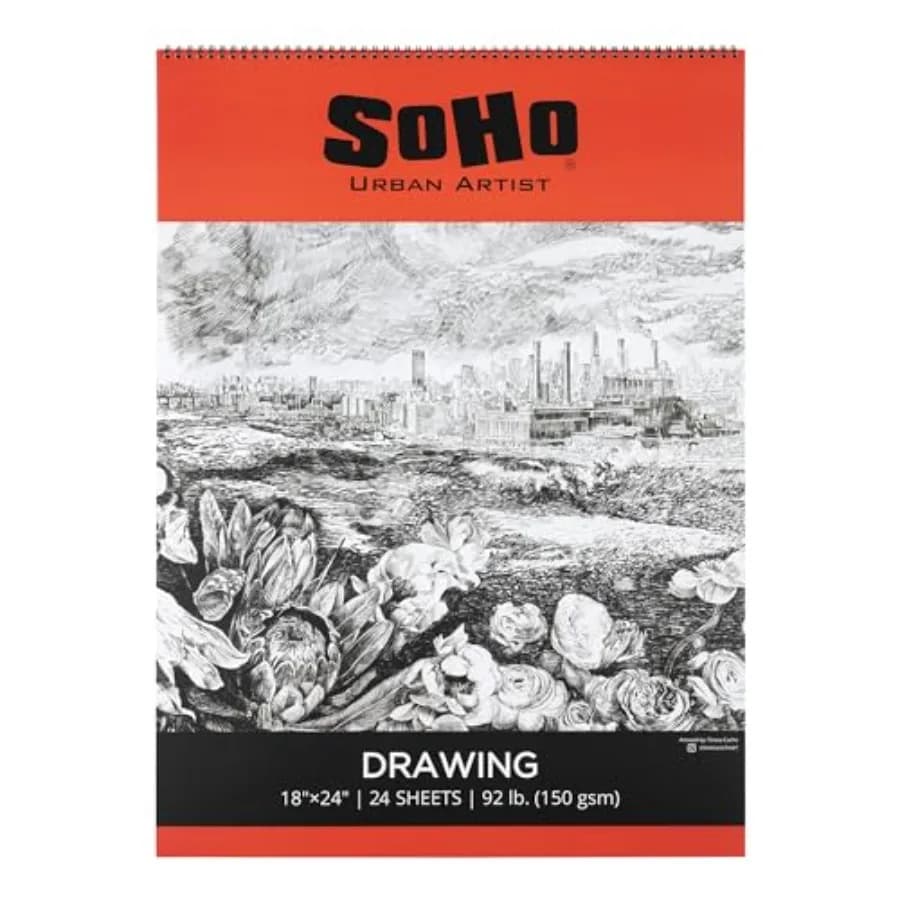 Softcover Drawing Pad - - 92 lb. 150gsm,Mixed Media Sketchbook, 24 Dual-Sided Sheets, Acid-Free, Wire-Bound, Micro-Perforated,