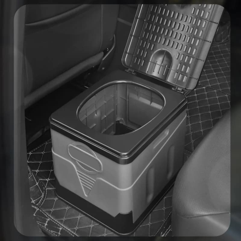 Bidone per WC da Auto con Forte Capacità di Carico, Cestino per Rifiuti per Viaggi d'Emergenza, Viaggi in Auto, Toilette Portatile Pieghevole per Campeggio all'Aperto