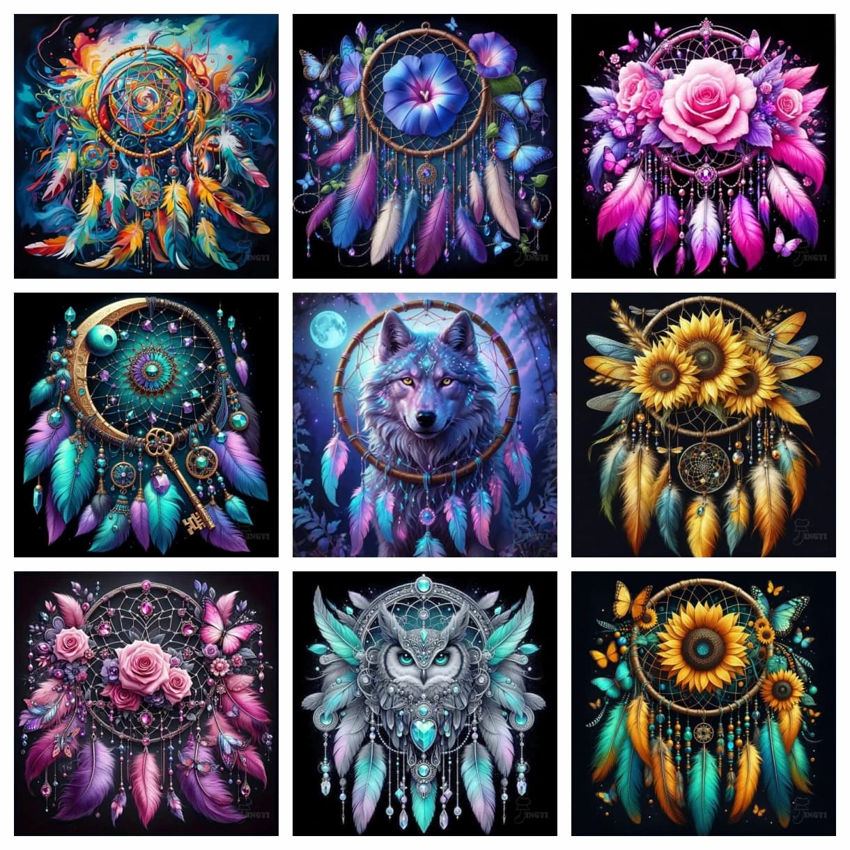Frameless Owl Dreamcatcher Diamond Painting Full Drill Mosaic Embroidery Cartoon Animal Bedroom Wall Decoration