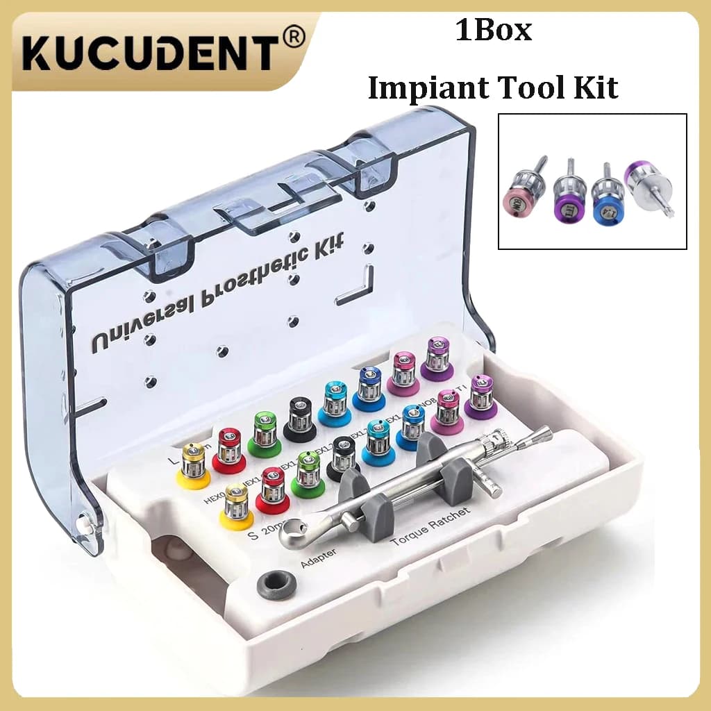 Kit di strumenti per il restauro di impianti dentali Set di cacciaviti con chiave dinamometrica colorata Driver a cricchetto universale per la riparazione protesi