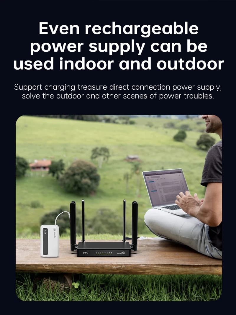 PLERY 4G Router 300Mbps LTE WAN/LAN WiFi6 Wireless Router with DC Power 6*5dBi Antennas Supports 16 Devices VPN/Firewall