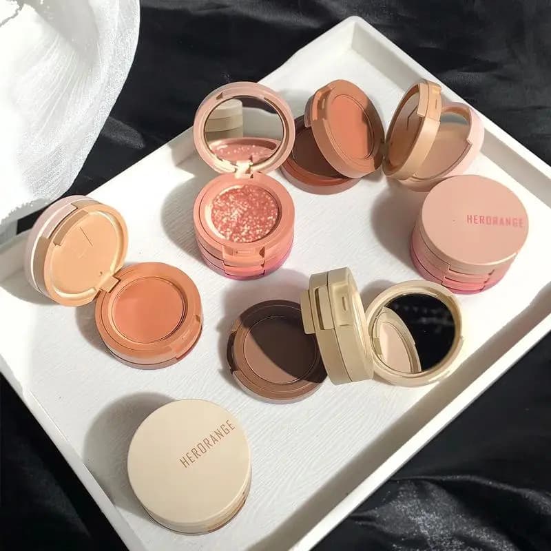 HERORANGE Tri Color Ombretto Contorno Blush Palette Finitura opaca Lunga durata Non sbiadisce Trucco viso multiuso per le donne