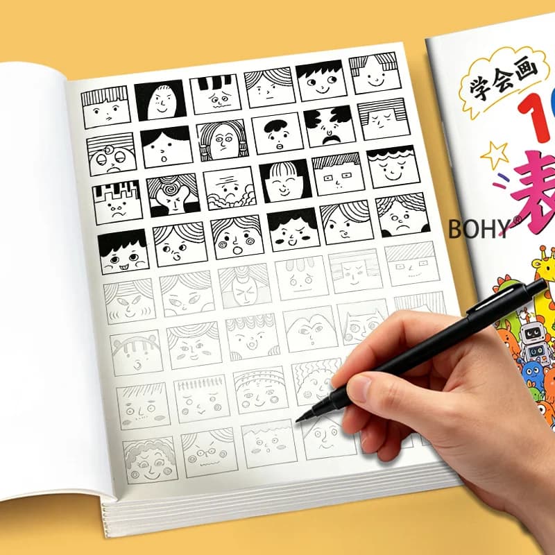 1 Large-sized Emoticon Painting and Coloring Book, Include 40 Pages of Exquisite Themed Sketches, Adult Decompression Graffiti