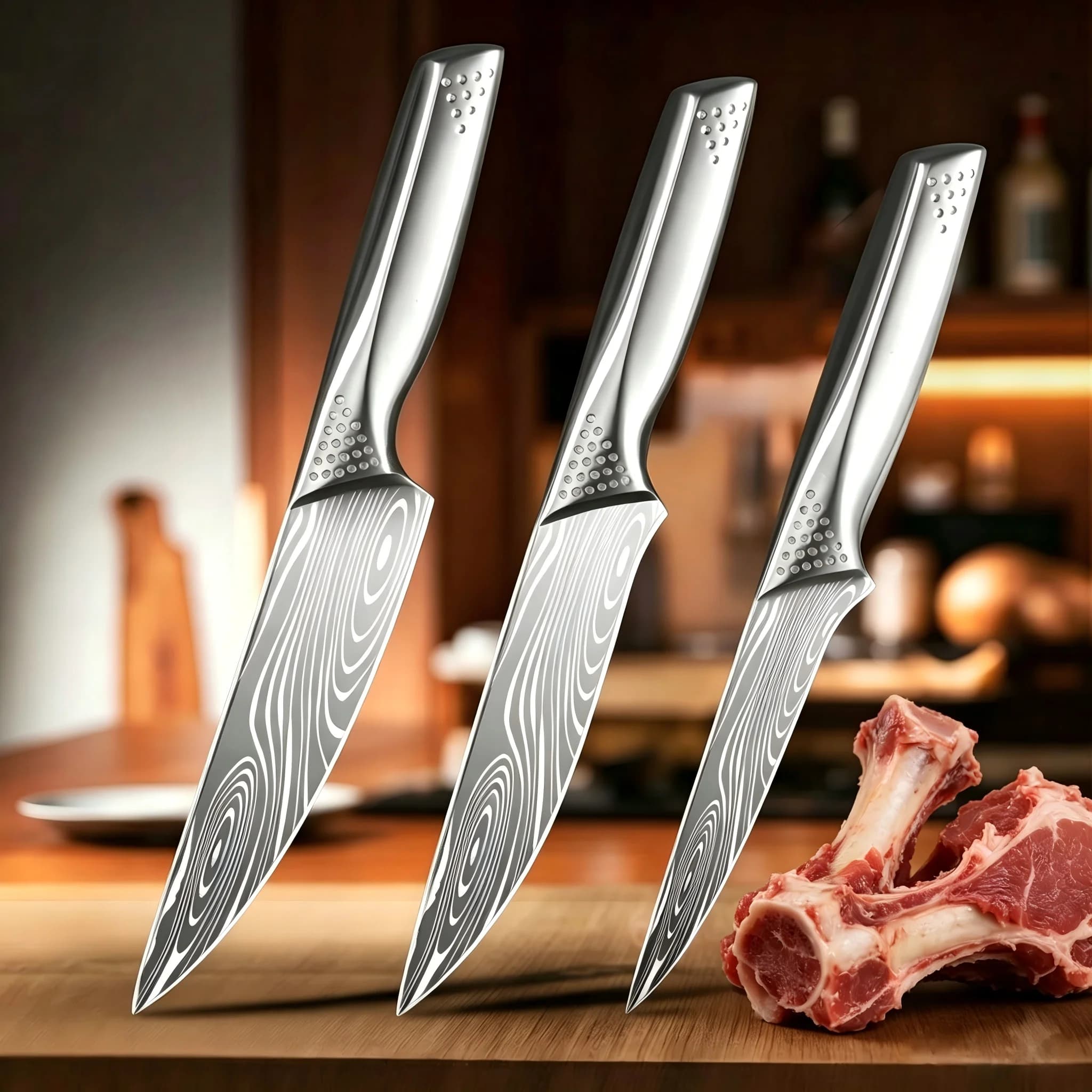 Professional Stainless steel Kitchen knife Butcher Boning knife Damascus textured Chef knife for Meat cleaver Vegetable Slicer