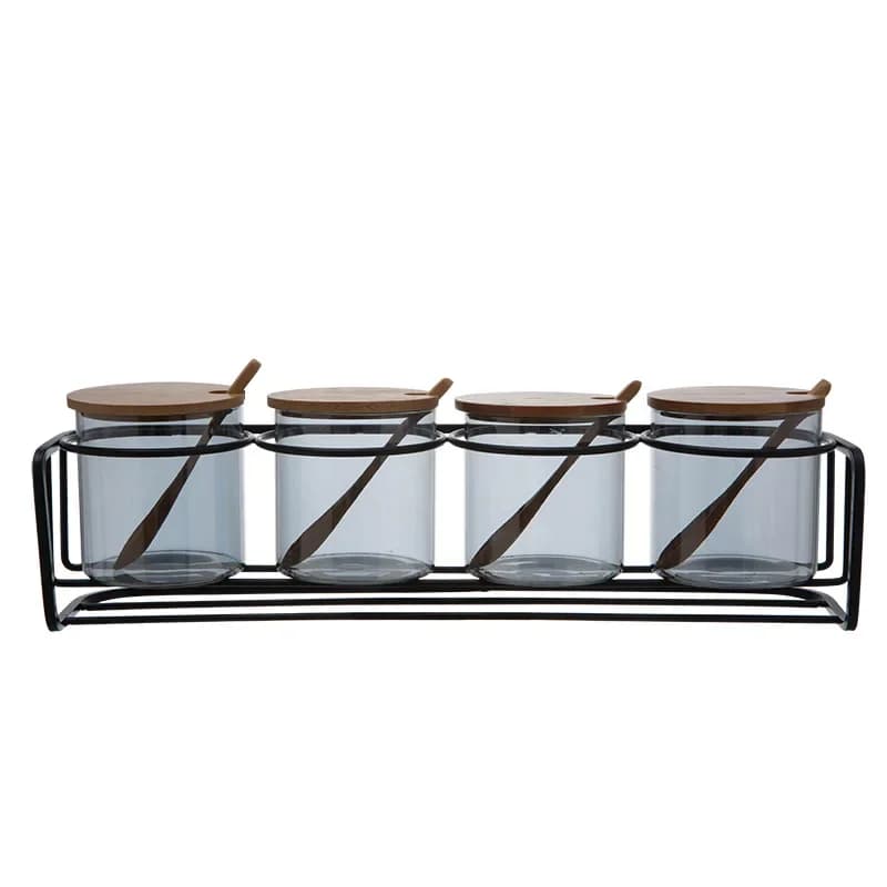 Nordic Style Household Seasoning Jar Set Transparent Glass Simple Kitchen Sugar Salt Pepper Container