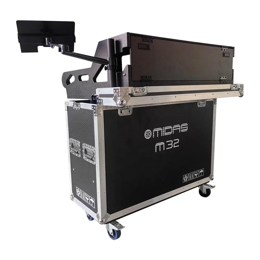 Flight Case Idraulico Personalizzato Midas M32 2026 con Supporto per Laptop, Sistema PA, Attrezzatura Audio, Mixer Digitale