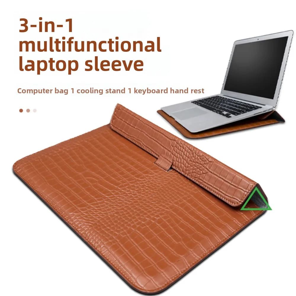 Magnetic Closure 13inch Laptop Bags Leather Bracket Laptop Sleeve Pouch Lightweight Envelope Design Notebook Sleeve Office Use