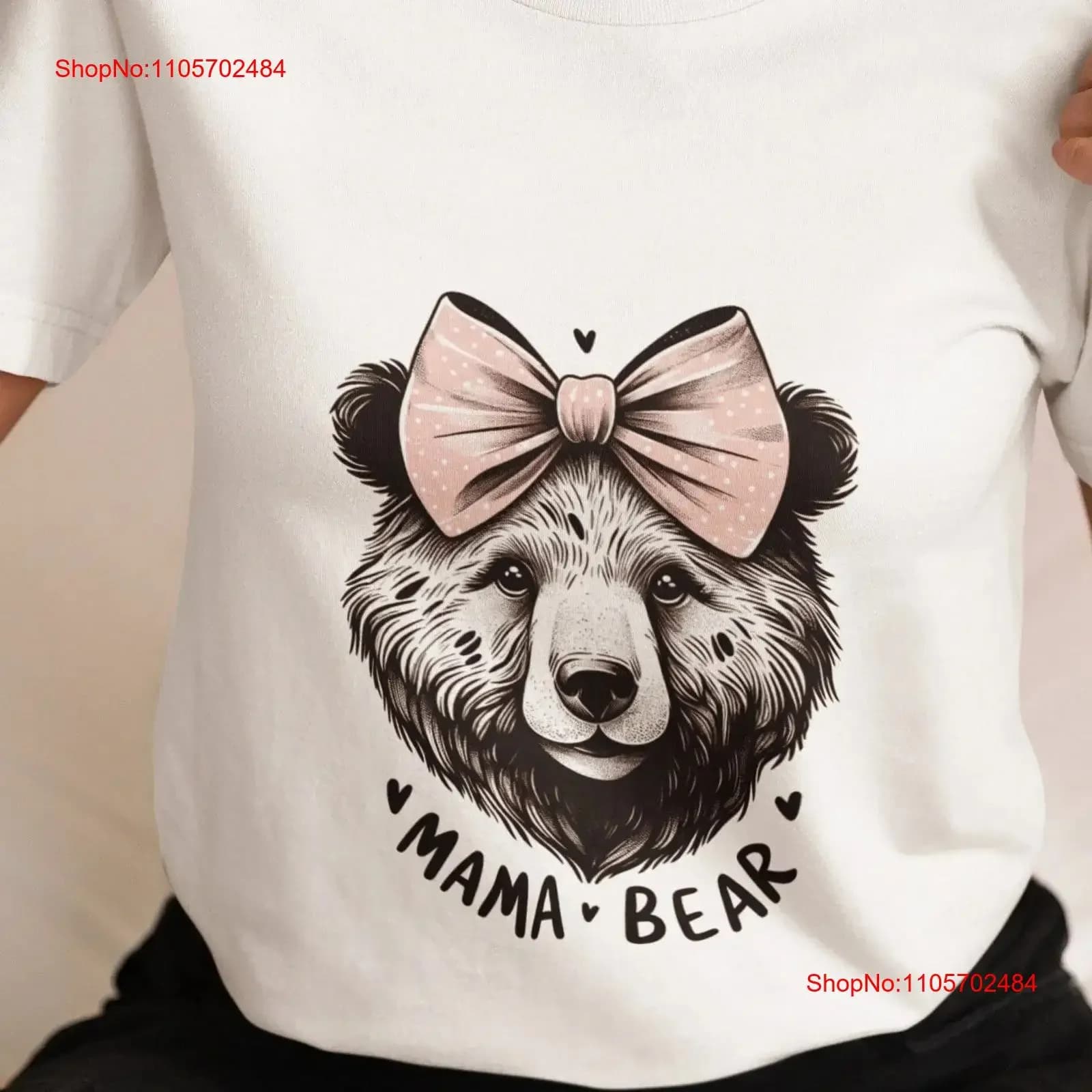 Bear T Shirt Mama with Bowtie Animal Lover Top Trendy Casual Wear s for Him Her Soft Cotton Idea vintage Washed Versatile