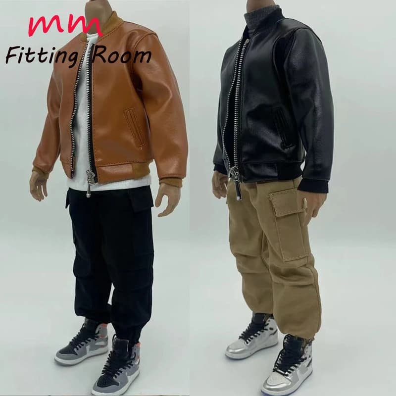 DG039 1/6 scale Loose male dolls clothes ‌Casual Leather Jacket Crew Neck coat for 12'' TBLeague DOLL action figure