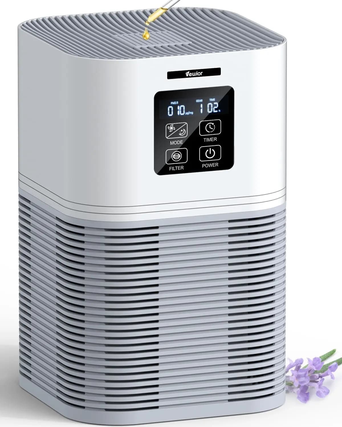 Purificatore d'aria per ambienti di grandi dimensioni fino a 1200 piedi quadrati, filtro HEPA H13 con spugna profumata, funzionamento silenzioso