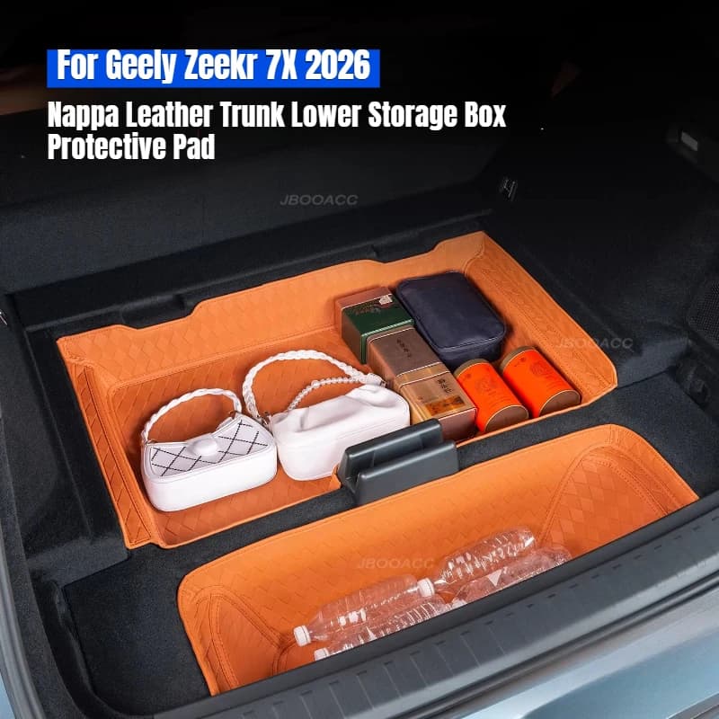 For Geely Zeekr 7X Refurbished 2026: Protective Leather Mat Nappa for Front and rear storage compartments, Organizer Subscot for Baggage