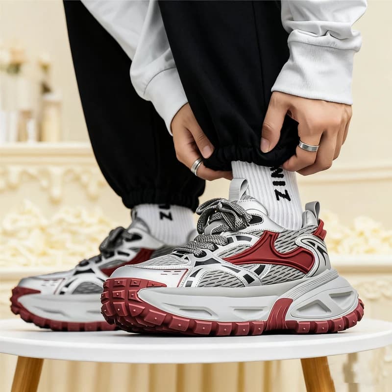 Casual Sneakers Men Shoes Anti-slip Low-top Outdoor Sports Shoes Men Lace-up Comfortable Soft Breathable Thick-soled Shoes Men