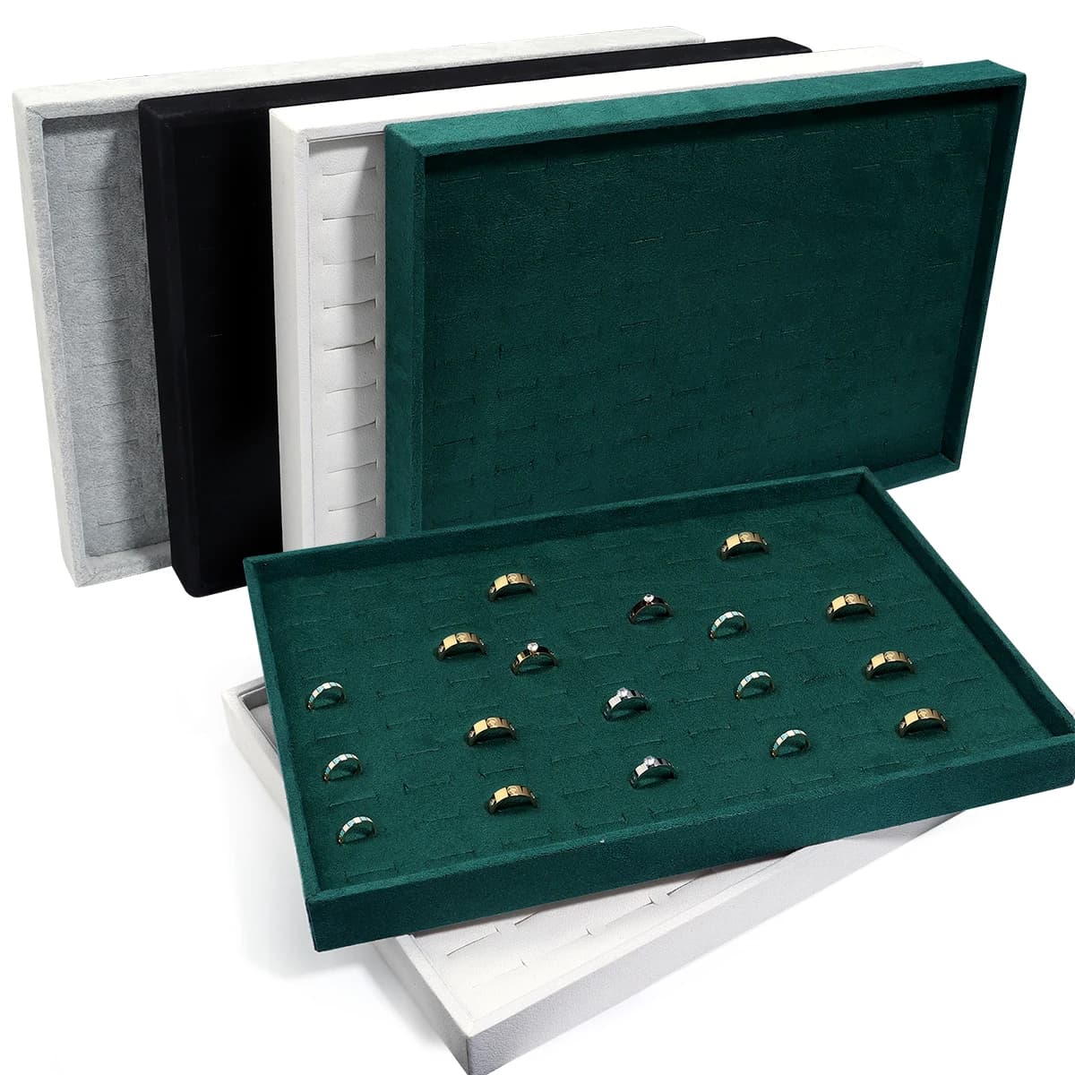 Vassoio portaoggetti per esposizione di gioielli in velluto Vende di stoccaggio squisite Uso domestico Scatola in stile cassetto per anelli Orecchini Spille Classificatore