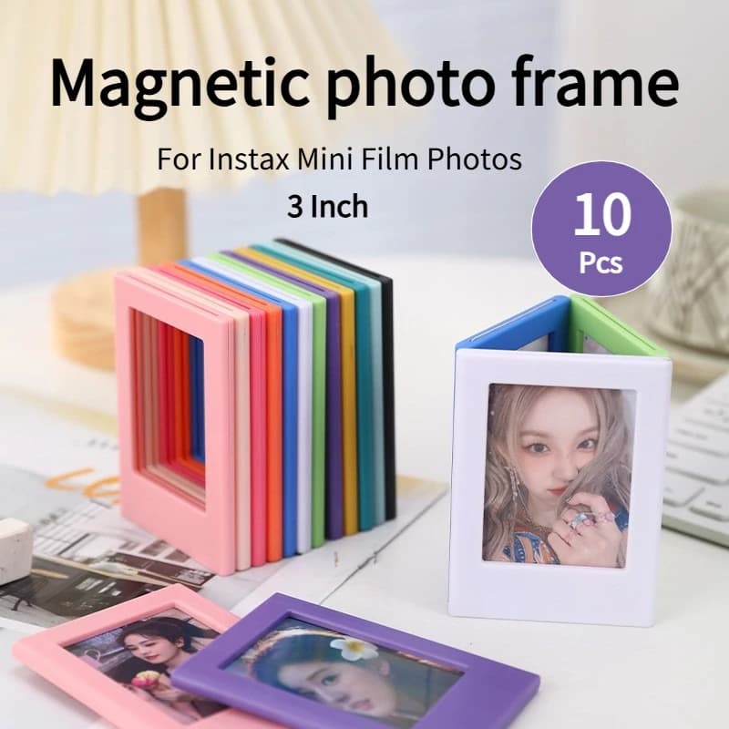 Set da 10 pezzi Cornice per foto magnetica Instax Mini | Porta carte magnetiche per frigorifero Creativo Ins Style Kawaii Fix Immagine di pellicola istantanea da 3 pollici
