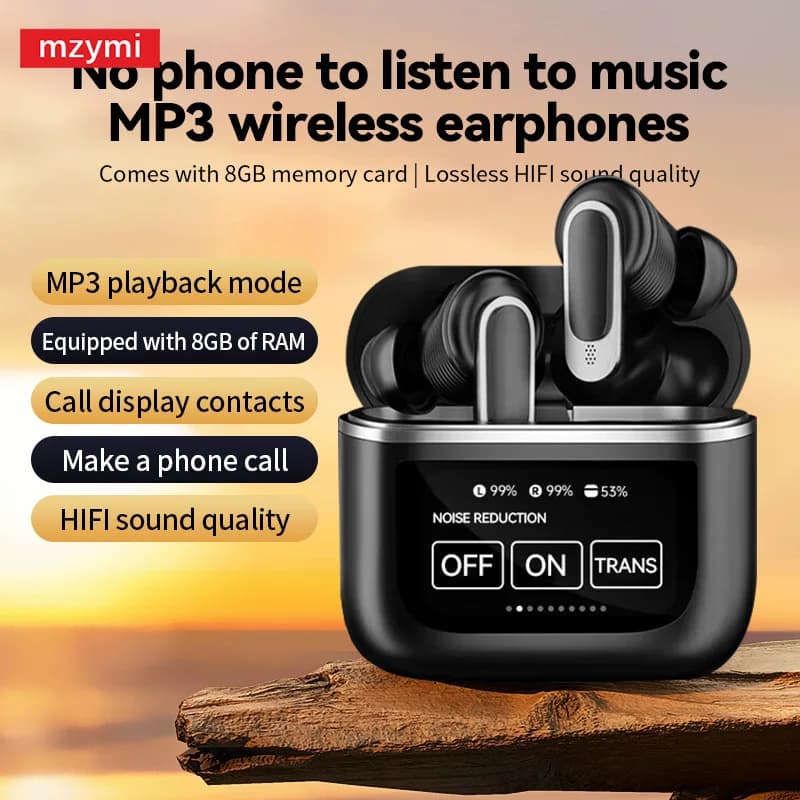 MZYMI V8 Pro Auricolari wireless In Ear ANC Cuffie con cancellazione del rumore Touch Screen Controls Cuffie Cuffie Bluetooth 5.3