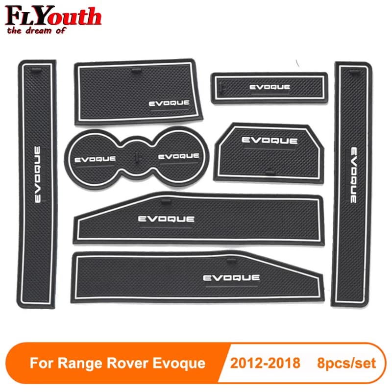 8 pcs For Range Rover Evoque 2012-2018 2020 Groove Door Zerbino In Rubber Anti-slip Interior Car Door Armrest Immagazzinaggio Zerbino Styling