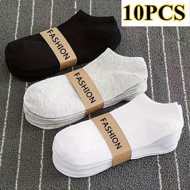 10 PCS Summer Lightweight Breathable Four Season Solid Color Short Socks Korean Version Simple and Versatile Women's Ankle Socks
