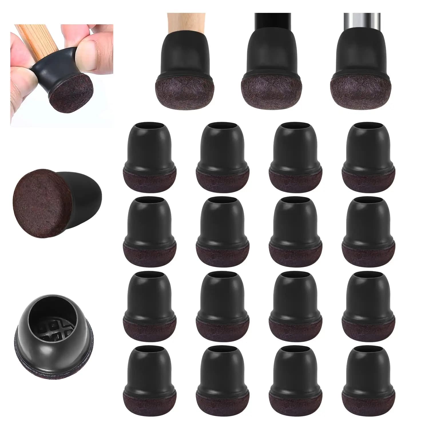 8 Pezzi Protezioni Nere in Silicone per Gambe di Sedie, Piccole Protezioni Rotonde per Gambe di Sgabelli in Metallo, Piedini per Tavoli, Protezione a 360 Gradi